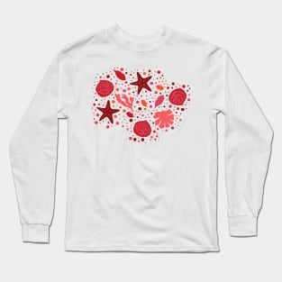 Ocean lover with Our Ocean-Inspired Red and pink Aesthetic, sea coral, sealife, red hues, orange, dark Long Sleeve T-Shirt